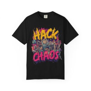 Hack Chaos Graphic T-Shirt, Unisex Tee for Gamers, Tech Lovers, Retro Style,