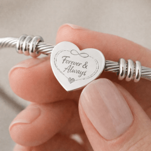 Engraved Heart Cuff Bracelet – Forever & Always Infinity Love Bracelet