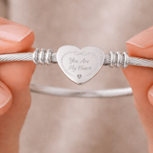 Engraved You Are My Heart Cuff Bracelet | Women's Cable Wire Bracelet