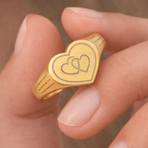 Engraved Signet Pinky Ring | Waterproof Stainless Steel Heart Ring