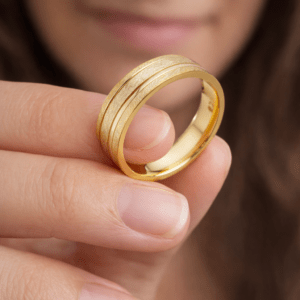 6mm Brushed Plain Wedding Band Ring | 14k GP Solid 925 Silver