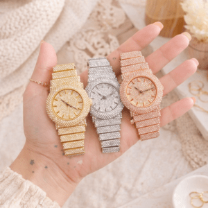 Women’s Luxury Iced Out Watch – Lab Diamond Wristwatch, Quartz Designer Watch