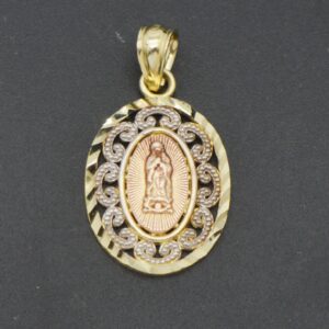 Real 10K Solid Yellow Gold Lady Guadalupe Pendant – 22mm 10K Gold Charm