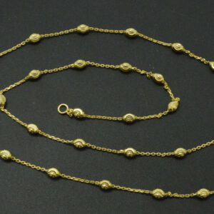 14K Solid Gold 2.5mm – Ball Bead Diamond Cut Station Necklace