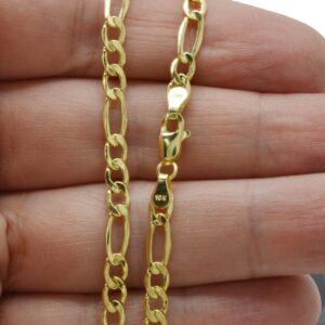 10K Solid Yellow Gold 4.6mm Figaro Chain Necklace 18"–24" – 10K Yellow Gold Figaro Link Necklace for Men