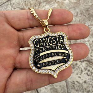 14K Gold Plated Miami Cuban Chain 30” 5mm – Gangsta Certified Money Power Respect Pendant Necklace | Iced CZ Cuban Necklace Jewelry Set