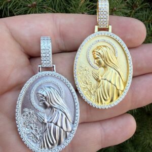 3D VVS1 Moissanite Virgin Mary Pendant Solid 925 Silver