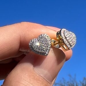 0.65ct Heart Moissanite Earrings – Screw-Back Solitaire Stud Earrings 14k GP 925 Sterling Silver