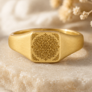 Mandala Gold Signet Ring for Women & Men
